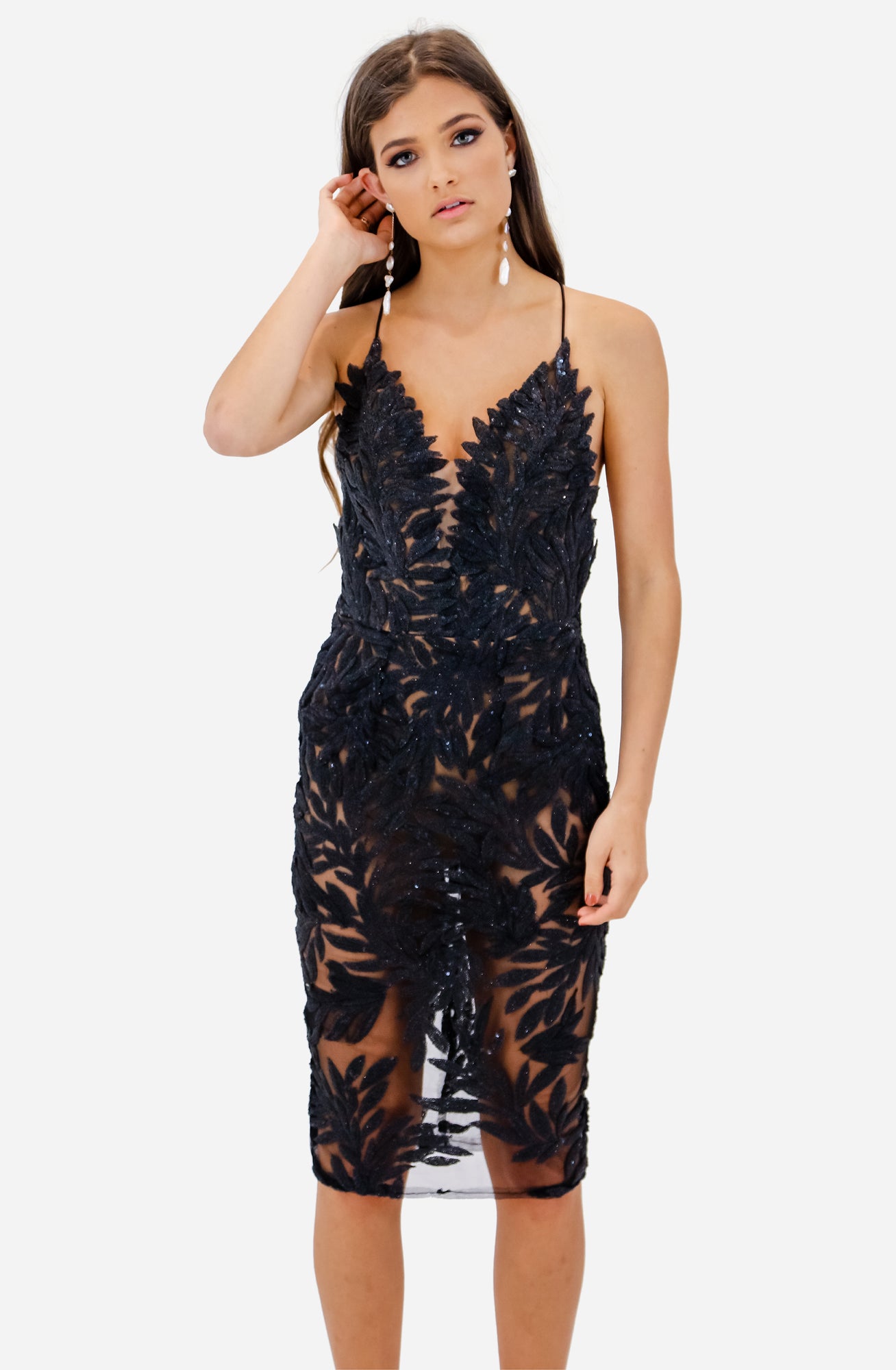 nadine merabi black lace dress OLIVIA Black Lace Corset Dress