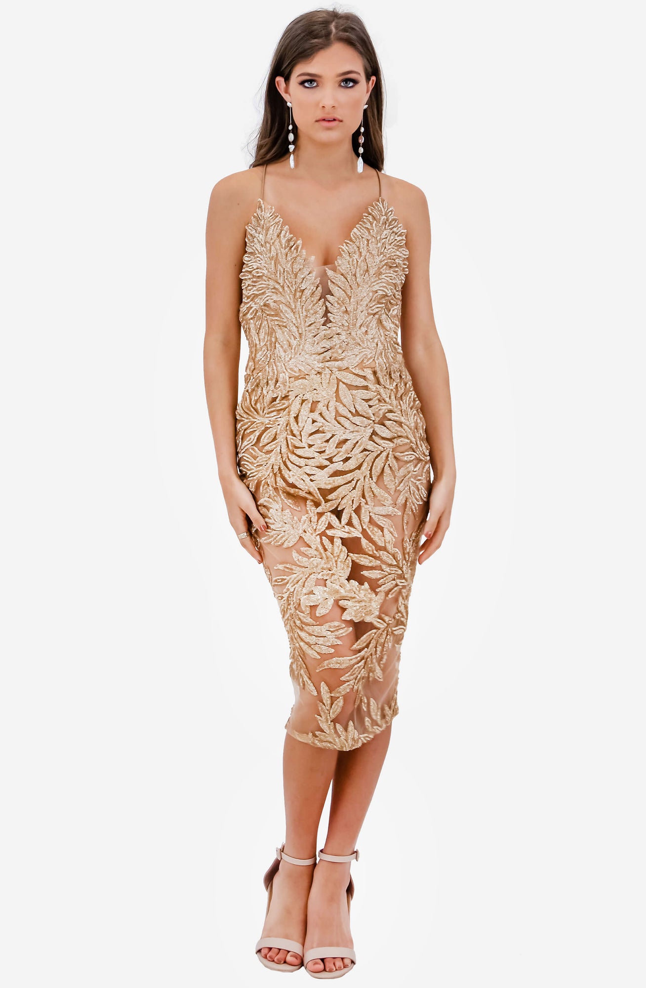 Nadine Merabi Talia Gold Dress for SALE High St. Hire Nadine Merabi Talia Gold Dress for SALE High St. Hire