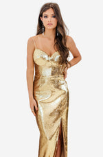 Gold Sequin Bustier Gown by Jadore (JX2044)