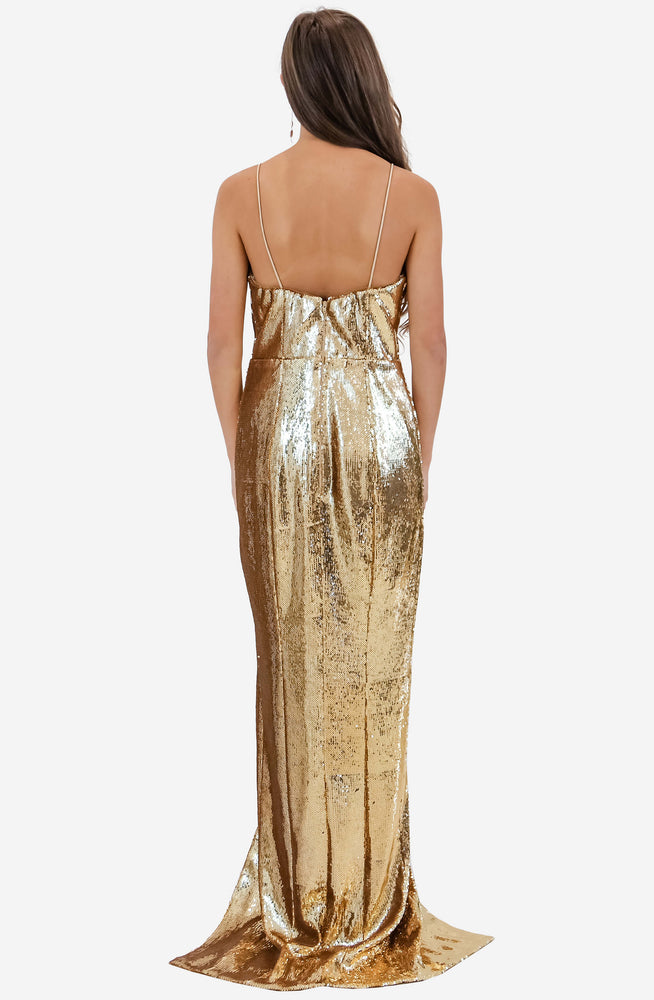 Gold Sequin Bustier Gown by Jadore (JX2044)