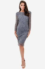 Bella Beaded Graphite Shift Dress by Montique