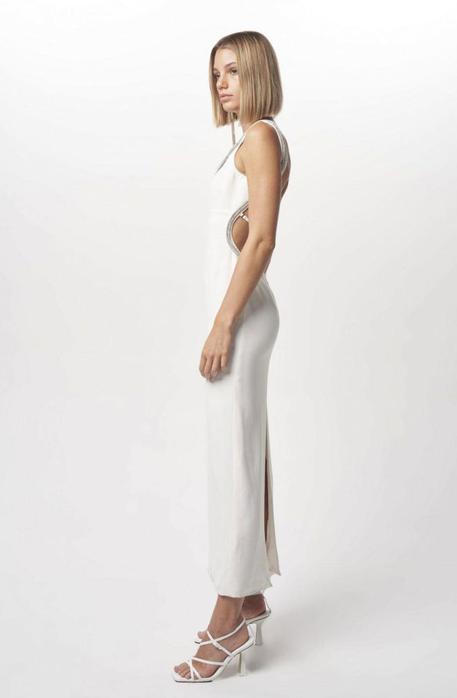 Long Diamond Backless Dress White by Nicola Finetti