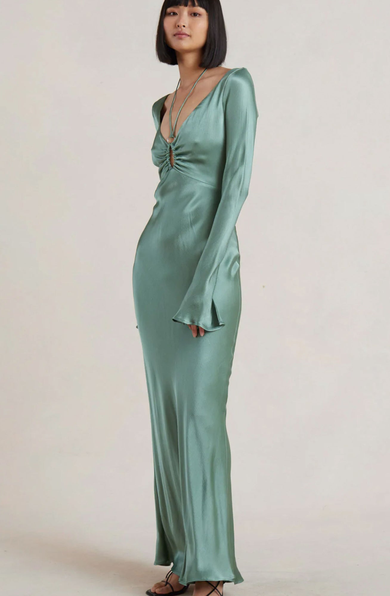 Moss green 2025 maxi dress