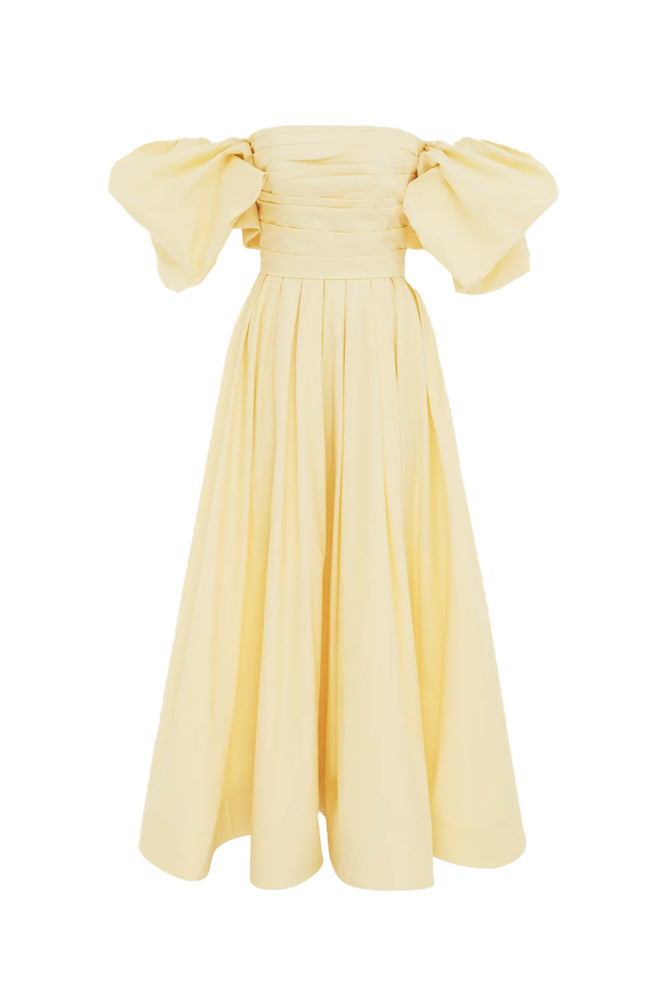 Claudia Tie Neck Midi Dress - Lemon by Leo & Lin for Hire | High St. Hire Claudia Tie Neck Midi Dress - Lemon by Leo & Lin for Hire | High St. Hire