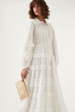 Memento Tiered Maxi Dress In White by Aje