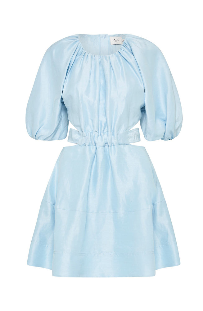 Psychedelia Cut Out Mini Dress Pale Blue by Aje