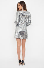 Lilika Mini Silver Dress by Rachel Gilbert