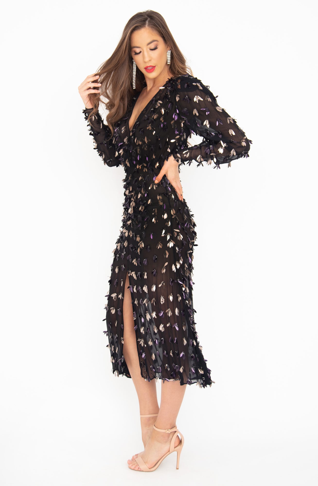 rachel gilbert black sequin dress RACHEL GILBERT Mirella off-the-shoulder sequined tulle mini dress