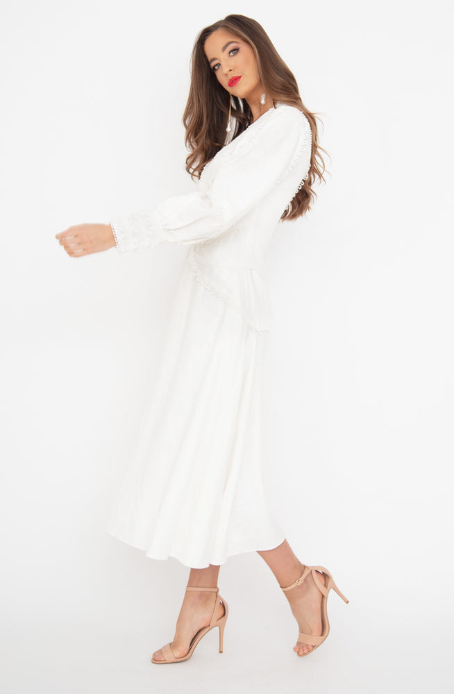 Greta White Midi Dress by Rachel Gilbert