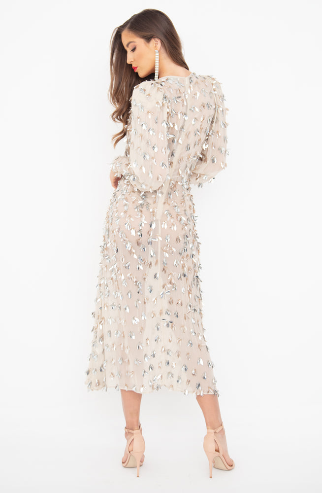Corina Beige Midi Dress by Rachel Gilbert
