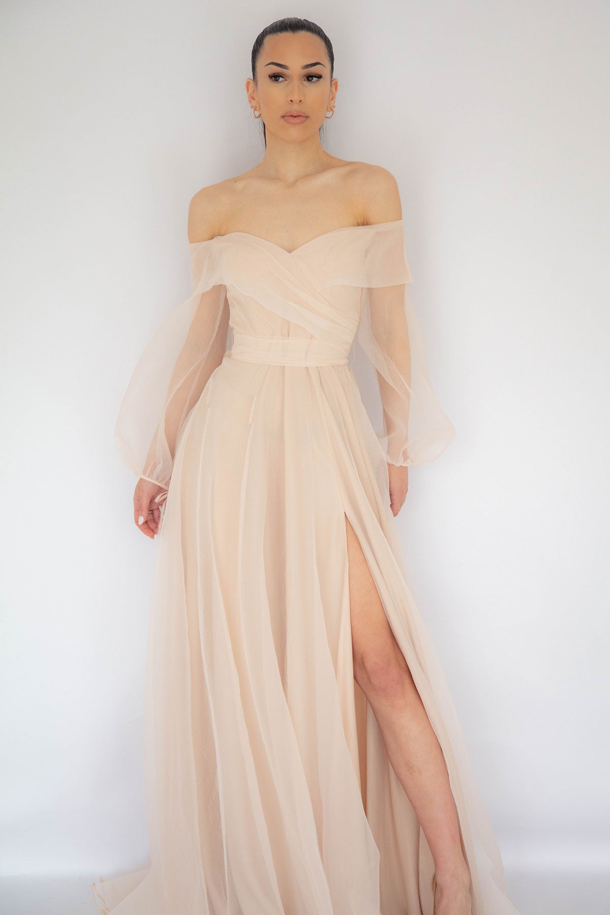 Rana Gown In Ivory by HSH For Hire High St. Hire