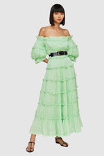 Rue Off Shoulder Tiered Dress - Mint by Leo Lin