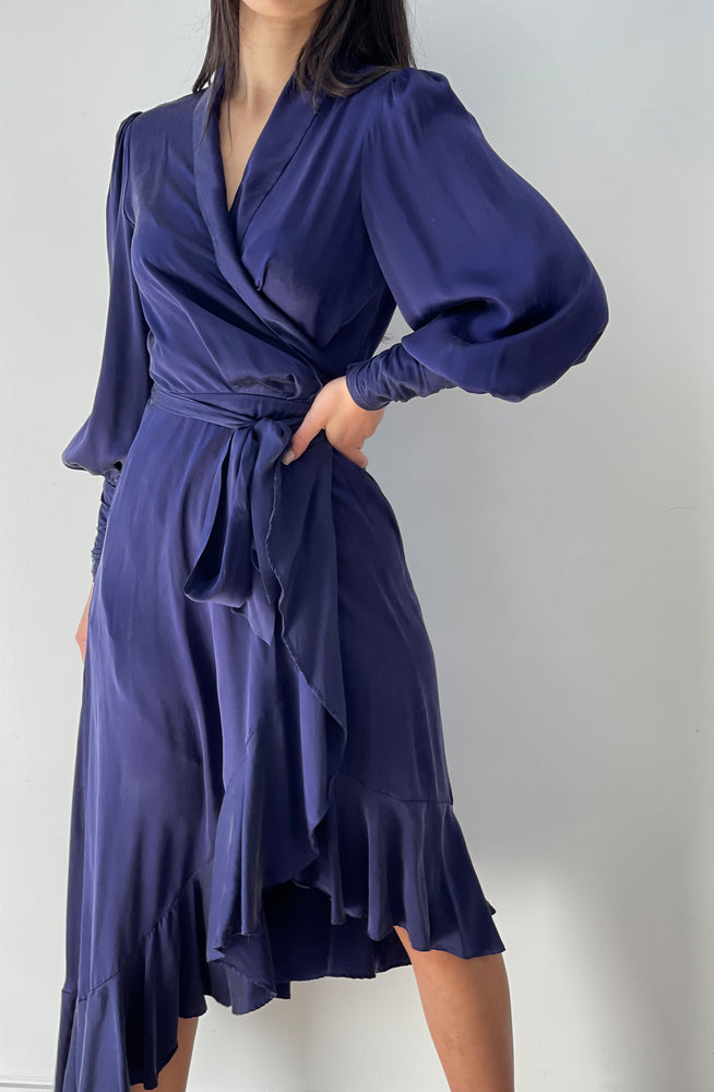 Silk Wrap Midi Dress Indigo by Zimmermann