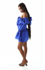 Solaro Dress with Dramatic Sleeves Cobalt blue by Khirzad Femme
