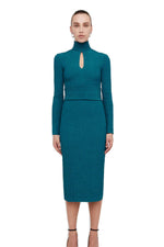 Stretch Reptile L-Sleeve Dress Teal by Scanlan Theodore