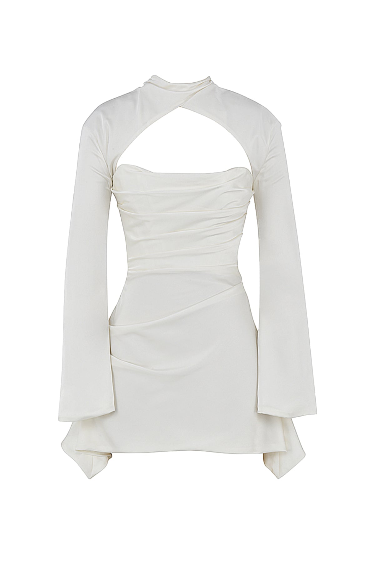 Toira White Draped Corset Dress by House of CB | High St. Hire Toira White Draped Corset Dress by House of CB | High St. Hire