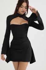 Toira Black Draped Corset Dress by House of CB