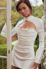 Toira White Draped Corset Dress by House of CB