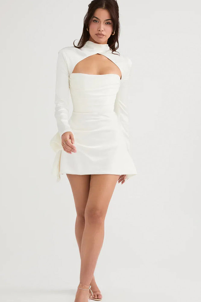 Toira White Draped Corset Dress by House of CB