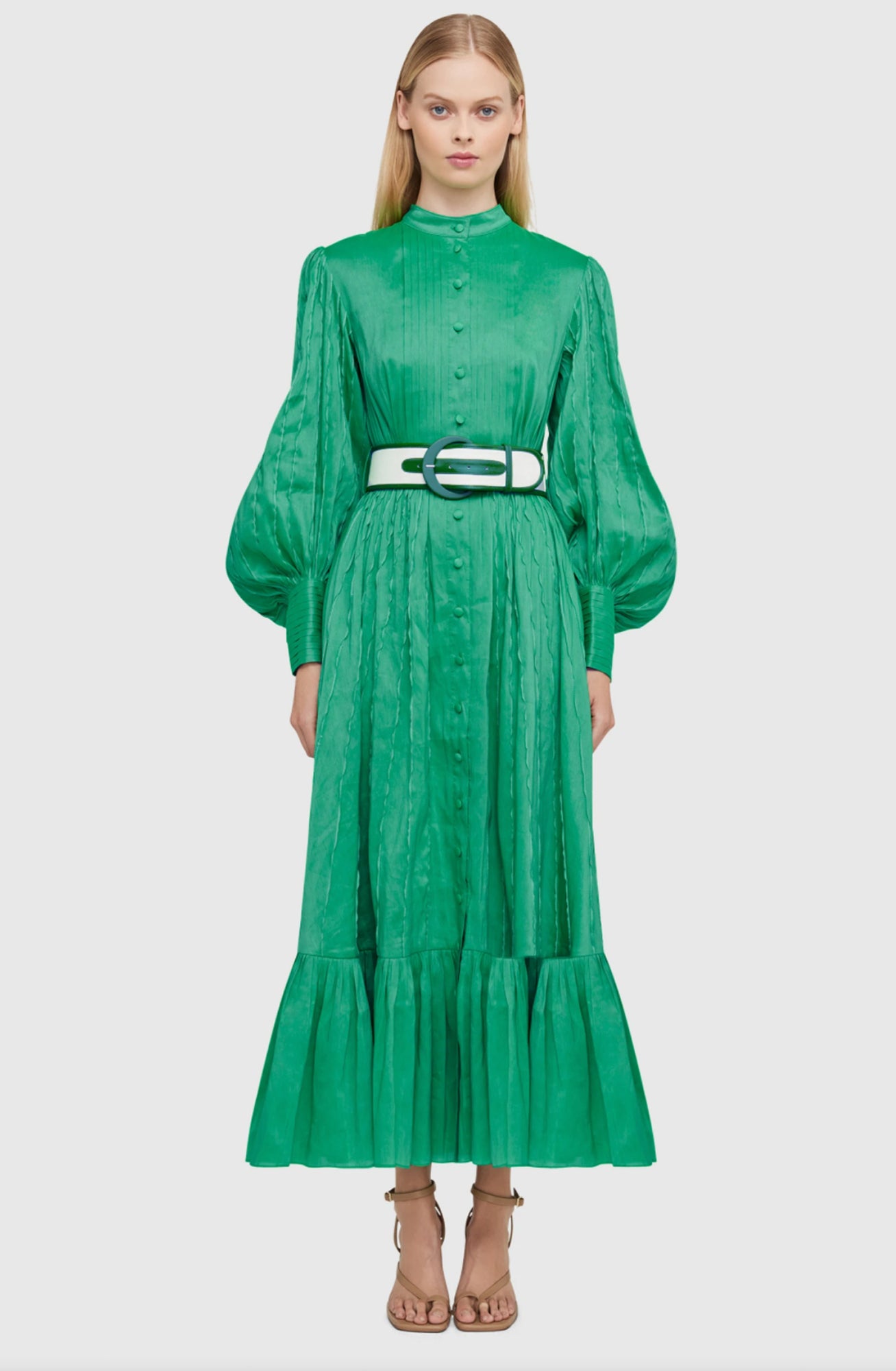 Viridian Silk Linen Dress Green by Leo & Lin for SALE | High St. Hire Viridian Silk Linen Dress Green by Leo & Lin for SALE | High St. Hire