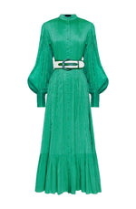 Viridian Silk Linen Dress Green by Leo & Lin