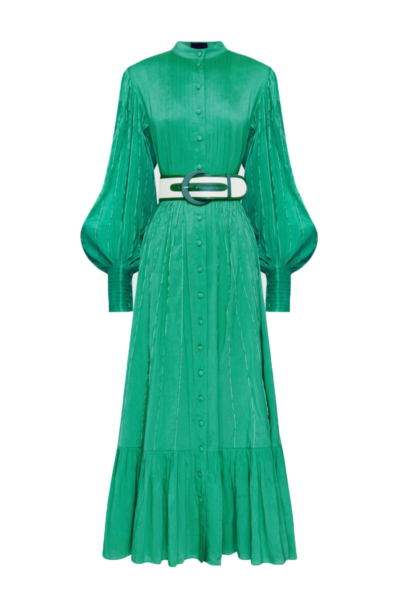 Viridian Silk Linen Dress Green by Leo & Lin for SALE | High St. Hire Viridian Silk Linen Dress Green by Leo & Lin for SALE | High St. Hire