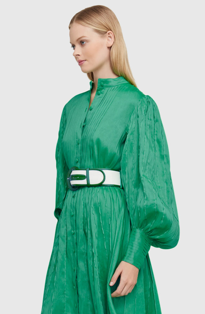 Viridian Silk Linen Dress Green by Leo & Lin for SALE | High St. Hire Viridian Silk Linen Dress Green by Leo & Lin for SALE | High St. Hire