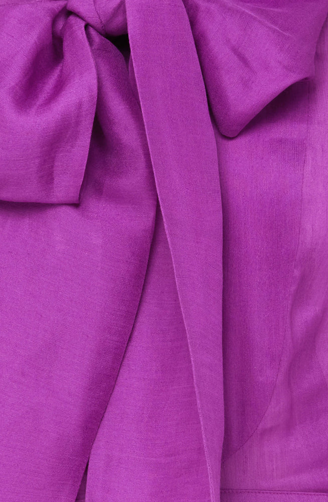Viridian Silk Linen Tie Dress - Violet by Leo Lin