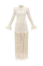 Wavelength Seashell Fringed Silk Gown by Zimmermann