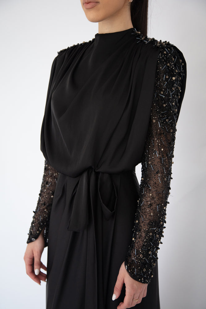 Yasmine Beaded Gown Black by HSH