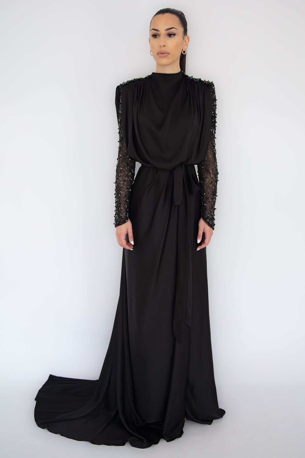 Yasmine Beaded Gown Black by HSH