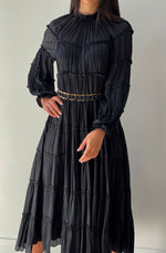 Silk Tiered Black Midi Dress by Zimmermann
