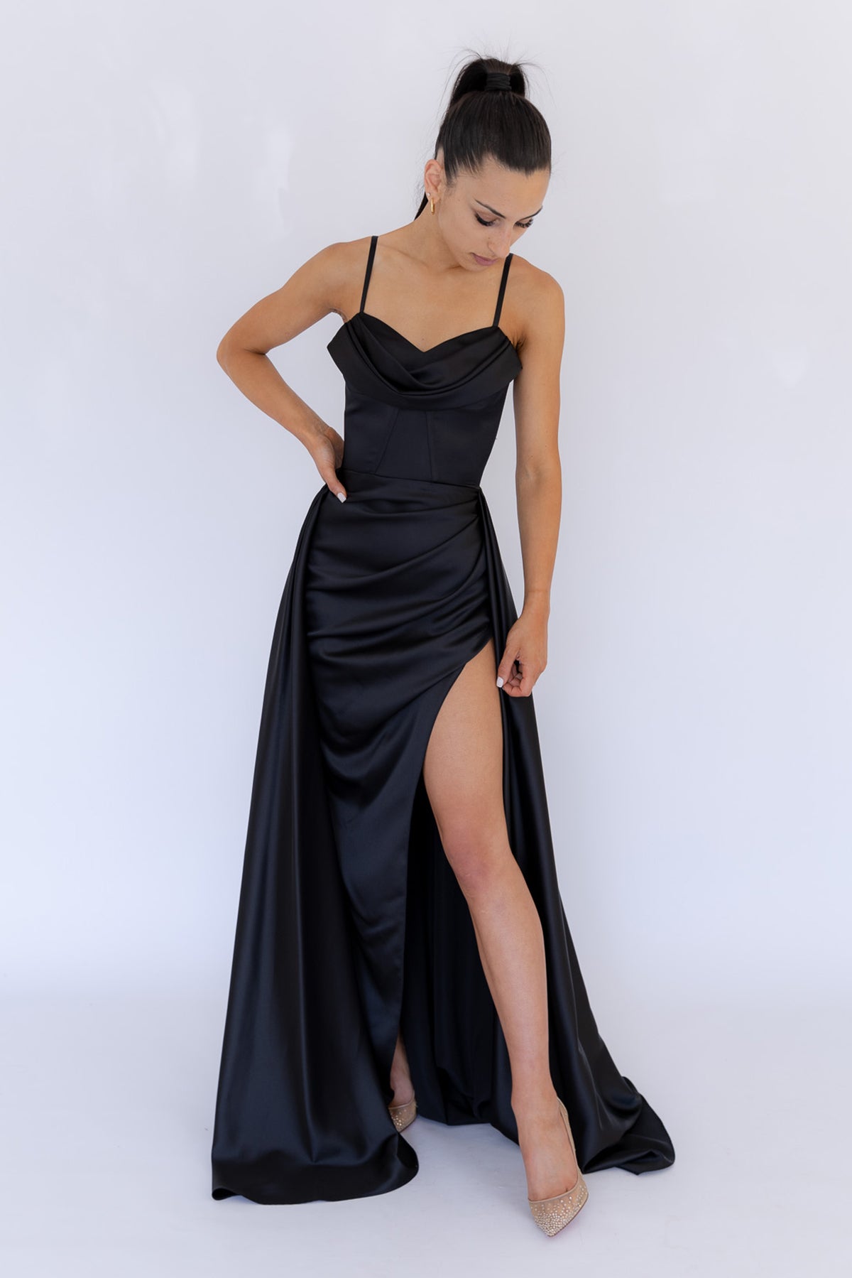 Embrace Corset Gown Black by HSH For Hire | High St. Hire Embrace Corset Gown Black by HSH For Hire | High St. Hire