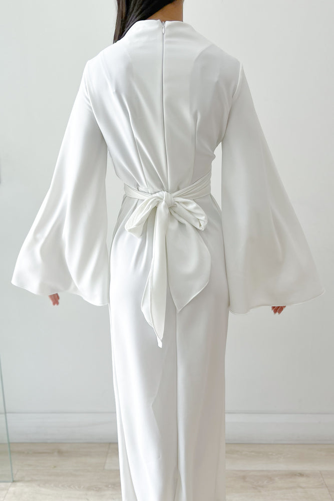 Ezra White Wrap Dress by HSH