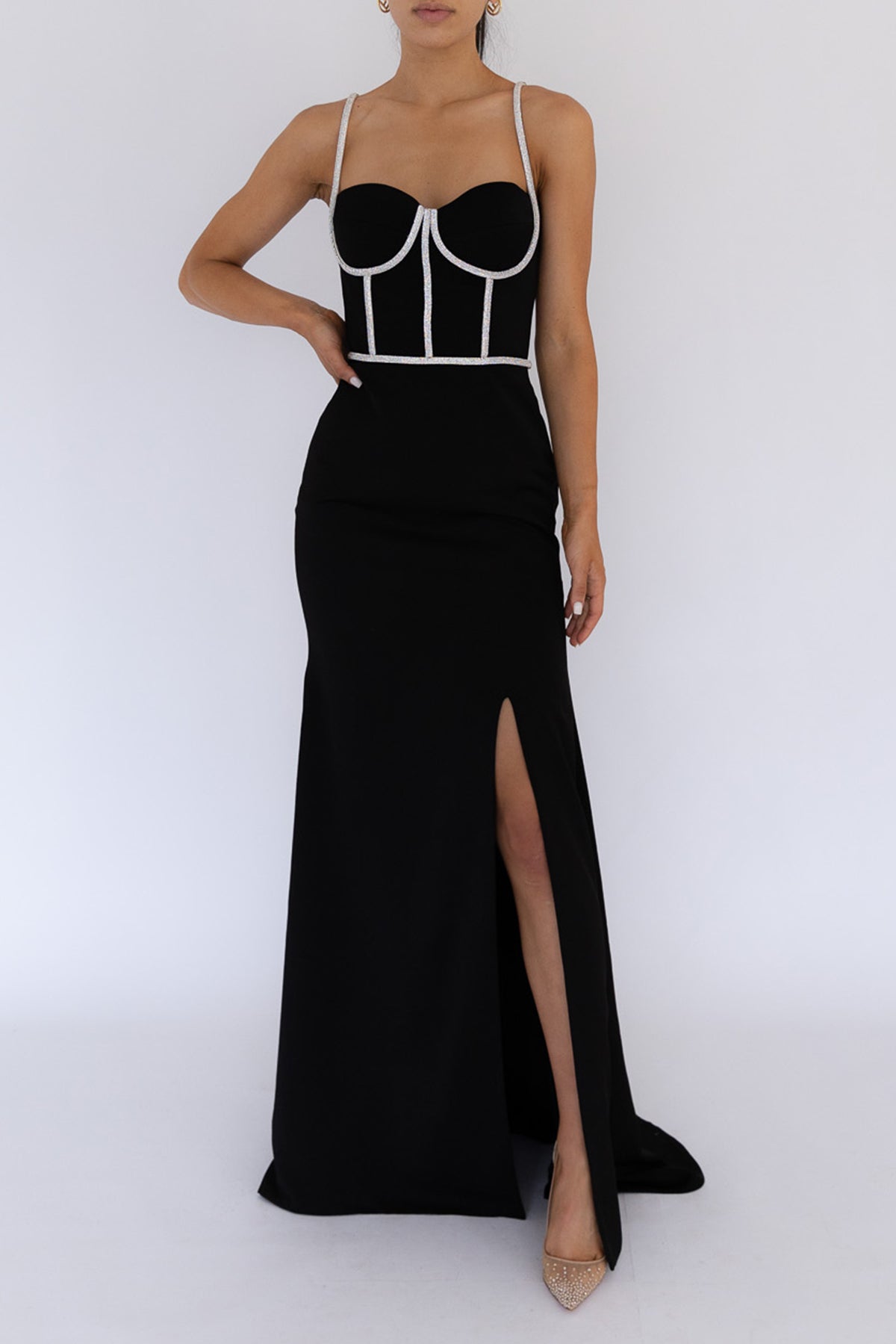 CRYSTAL Corset Gown - Black