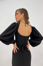 Void Black Long Sleeve Dress by Lia Stublla